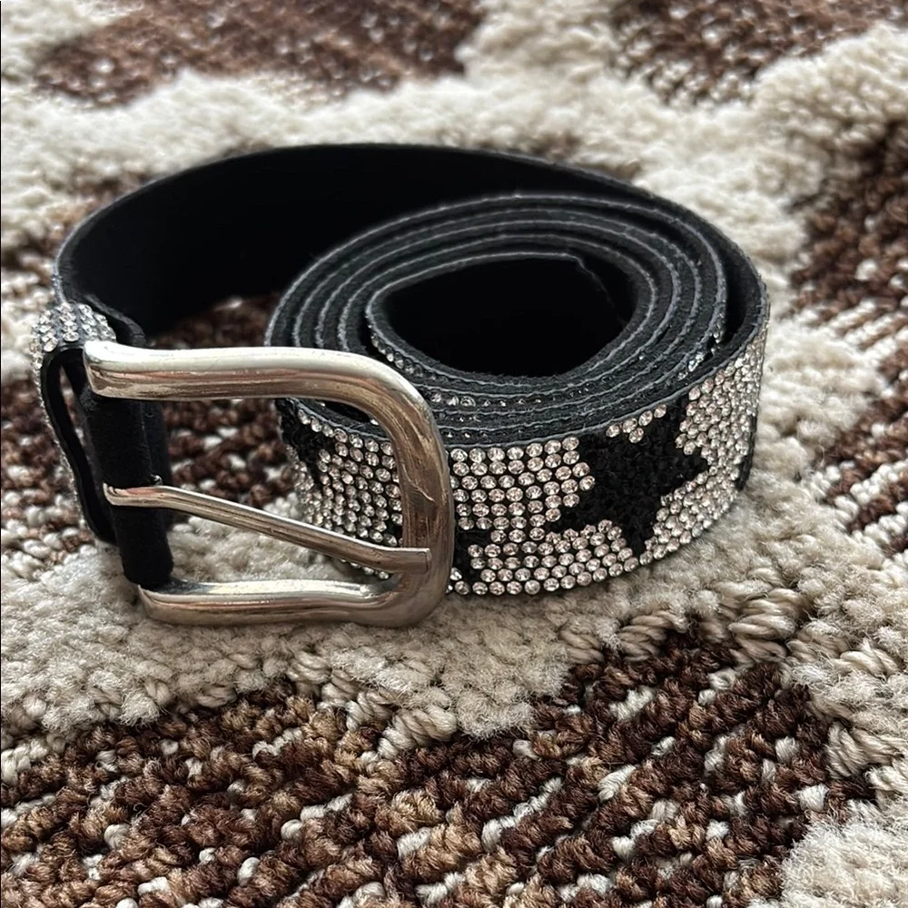 Black and Silver Rhinestone Belt